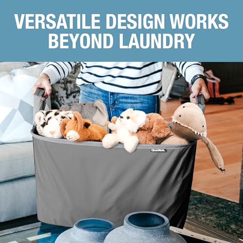 CleverMade Collapsible Laundry Basket Hamper - Shadow Stone Gray 2-Pack 60L - Space Saving Storage Organizer with Handles ...