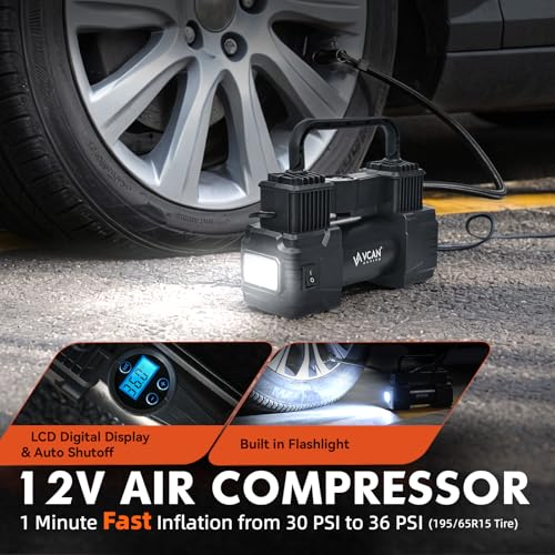 Car Emergency Kit with Portable Air Compressor, First Aid Kit, Jumper Cables, Roadside Safety Emergency Tool Kit for Wome...