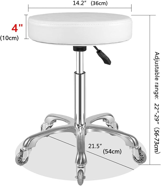 Ainilaily Rolling Stool with Wheels Adjustable Swivel Heavy Duty Hydraulic Stools Chair for Shop Guitar Lab Tattoo Workbench Medical (White)