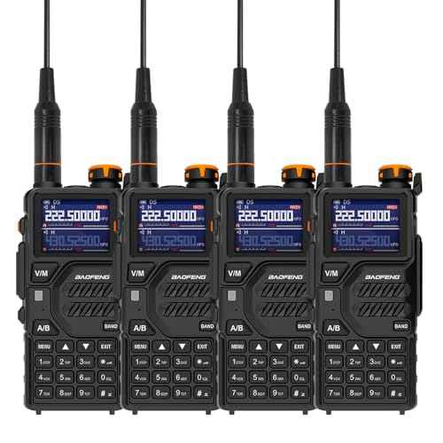 BAOFENG K5PLUS Radio, 10W Tri Band Ham Radio Handheld Long Range Rechargeable Walkie Talkie for Adult, NOAA Weather Receiver Outdoor (4 Pack with USB-C Charger, Headset)