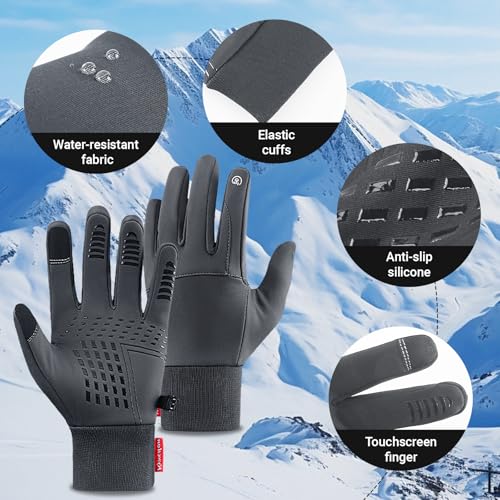 Thermal Gloves Cold Weather Touchscreen Insulated Gloves with Anti-Slip for Men Women Outdoor Running Cycling Sports