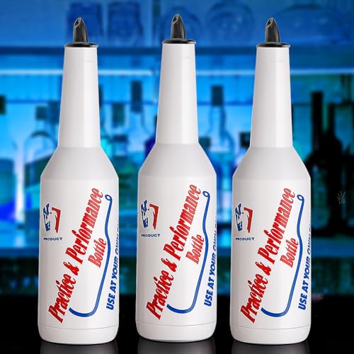 SuproBarware Flair Bottles Practice Set of 3 Bartender Practice Bottle 25oz/750ml Flair Bartending Kit Performance Trainin...