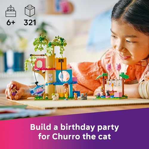 LEGO Friends Cat Birthday Party & Tree House Building Toy - Pretend Play Building Blocks W/Cat Toys & 2 Minidolls - Creati...
