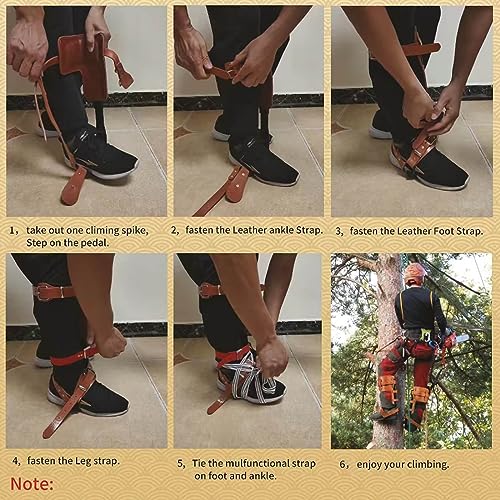 Rohseson Tree Climbing Spikes, Tree Climbing Gear with Non-Slip Pedal, Adjustable Tree Climbing Tool Set