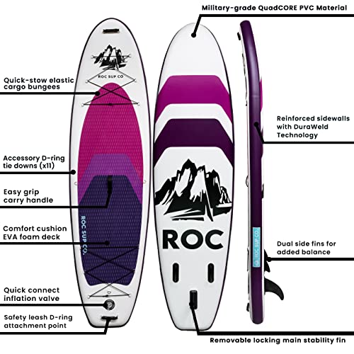 Roc Inflatable Stand Up Paddle Board 10' 6" with Premium SUP Paddle Board Accessories, Wide Stable Design, Non-Slip Comfor...