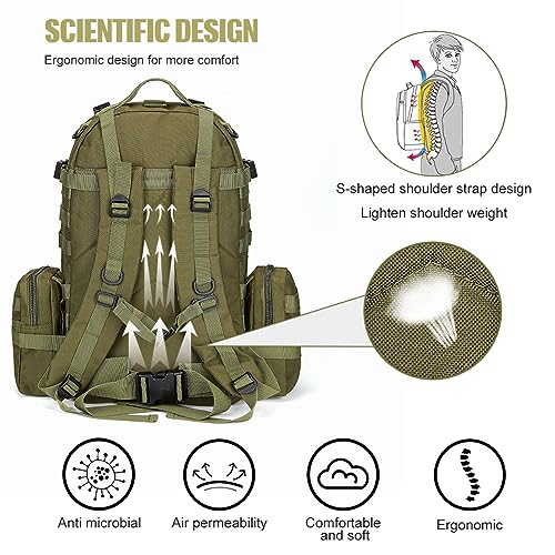 CALUOMATT Large Military Tactical Backpack for Men, 40-50L Backpacks for Women, Bug out Bag Army 3 Days Pack Bags Rucksack...