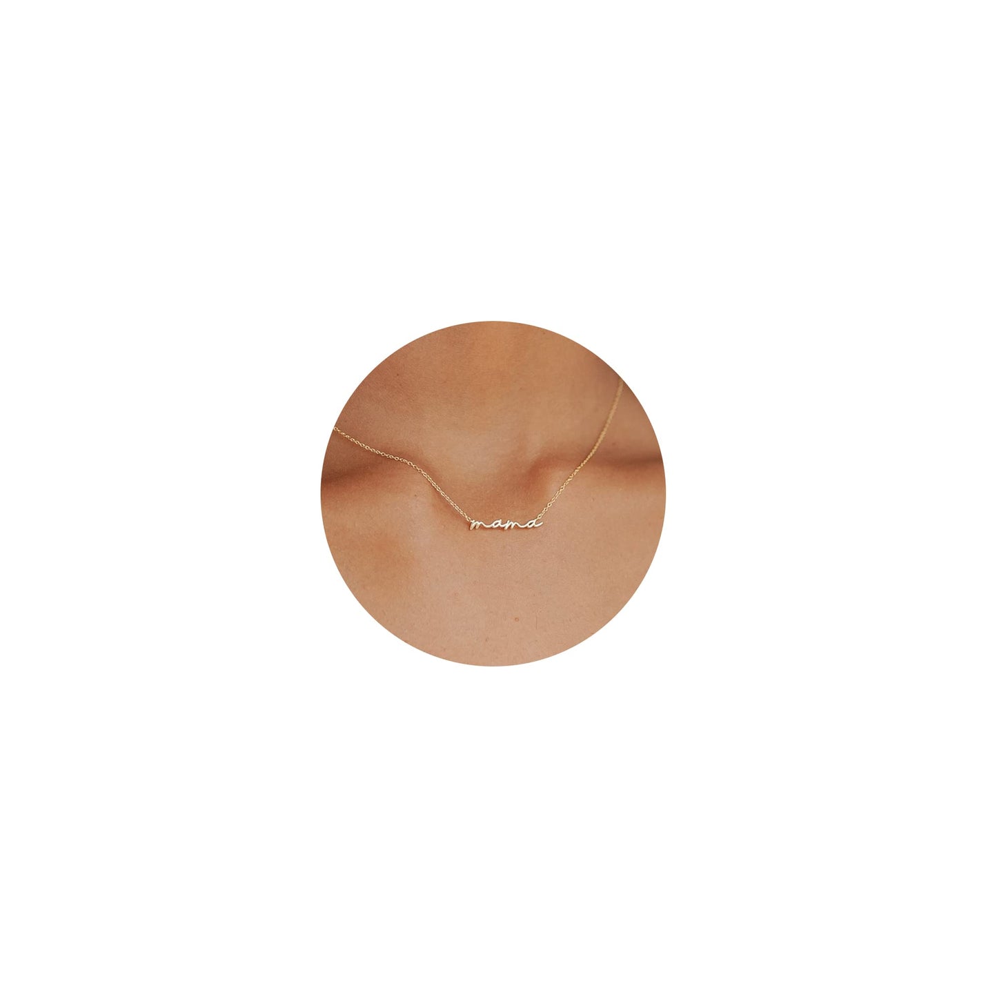 Dainty Small Mama Necklaces for Women - 18K Gold Plated Mom Chain Pendant Necklace for Mother's Day Gifts for New Mom Gifts