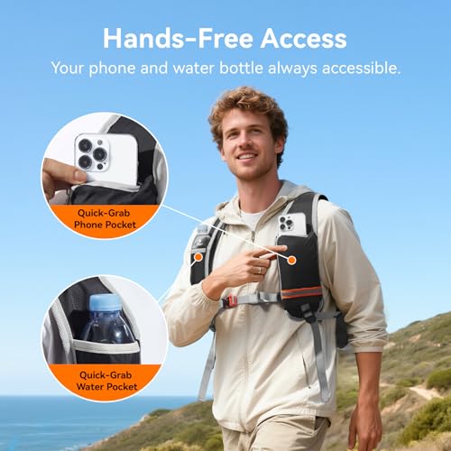 CROSSGEAR 16L RFID Hiking Backpack, Lightweight Foldable Packable Backpack, Small Travel Hiking Daypack for Women Men Black