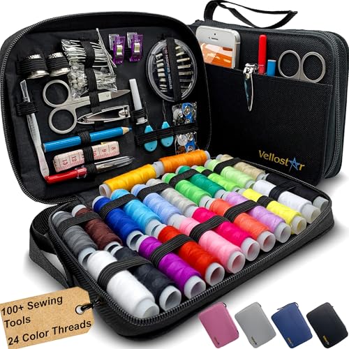 Vellostar Sewing Kit for Adults & Beginners - A Portable Hand Needle and Thread Kit with Premium Sewing Supplies and Acces...