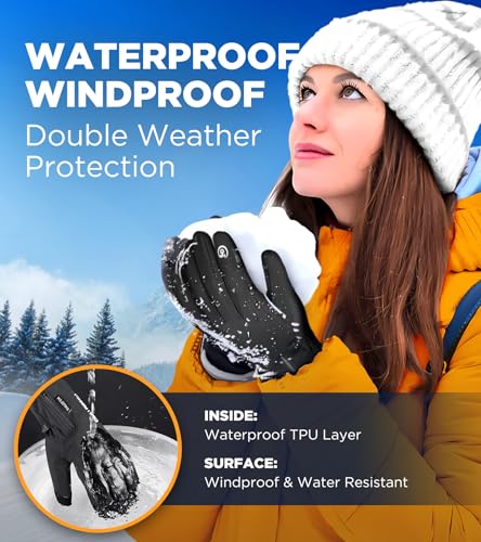 UMEWARM -10℉ Waterproof Winter Gloves Men, Touchscreen Fingers Snow Ski Gloves Women, 5-Layer Touch Screen Cold Weather Gl...
