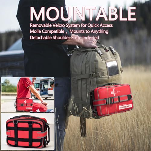 Advanced Comprehensive First Aid Kit with Well Organized Labelled Compartments Removable MOLLE System First Aid Trauma Kit...