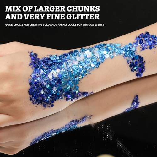 Teenitor 24 Colors Body & Hair Glitter Gel - Face, Body, Hair Glitter for Halloween Makeup Festival
