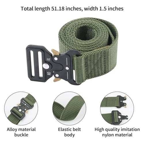 Tactical Belt-1.5" Nylon Web Work Belt for Military & Hiking with Heavy Duty Quick Release Buckle,Valentine Gift for Men
