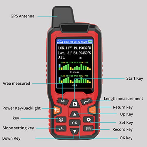 Handheld GPS Area Meter with 2.4 Inch LCD Display Real Time Land Measurement Tool for Surveying Farm Land Lawn Garden and ...