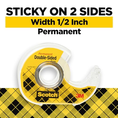 Scotch Permanent Double Sided Tape, Card Making and Holiday Scrapbooking Supplies, Alternative to Gift Wrap Tape for Wrapp...