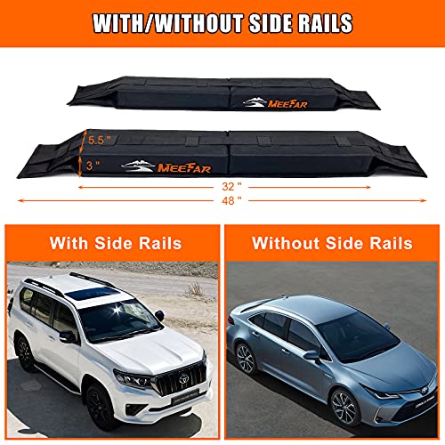 MeeFar Universal Car Soft Roof Rack Pads Luggage Carrier System for Kayak Surfboard SUP Canoe Include 2 Heavy Duty Tie Dow...