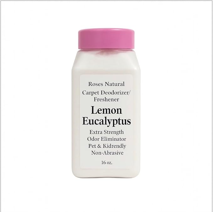Carpet Deodorizer Powder – Lemon Eucalyptus Scented with Essential Oil, Long-Lasting Odor Eliminator, Pet & Kid Friendly, 16 oz
