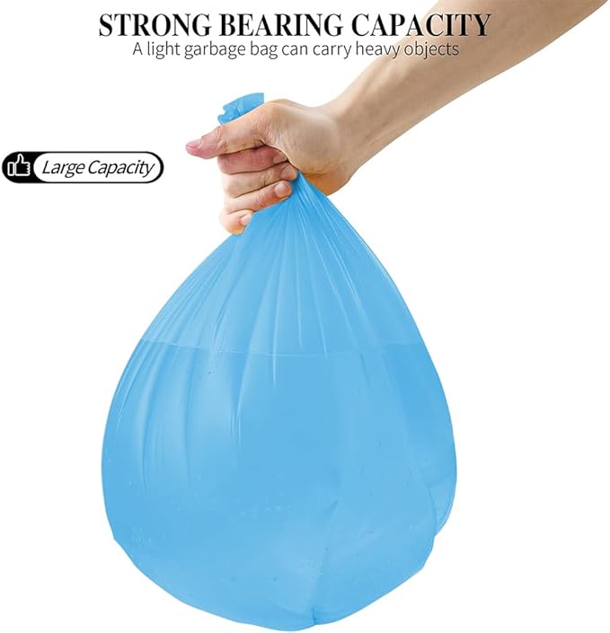 5 Rolls Small Trash Garbage Bags, 4 Gallon Strong Thin Material Disposable Kitchen Garbage Bags, Durable Plastic Trash Bags for Office Home Bedroom Garden Waste Bin, 200 Counts (Blue)