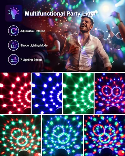 Luditek Sound Activated Party Lights with Remote DJ Lighting, Disco Ball Strobe Stage Light for Home Room Dance Parties Bi...
