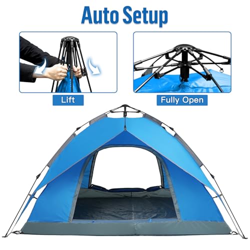 Night Cat Instant Popup Tents 2-3 Persons with Footprint Tarp Easy Setup Camping Tent with Rainfly Double Layers Waterproo...