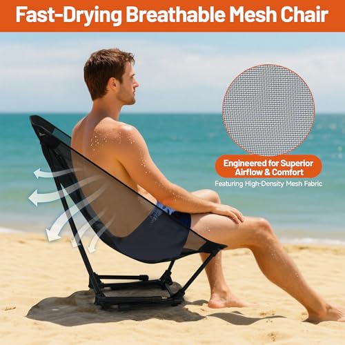 喜马拉雅 Himalaya Ultralight Beach Chair, 2 Heights Lightweight Camping Chair, Folding Mesh Backpacking Chairs, Portable Compa...