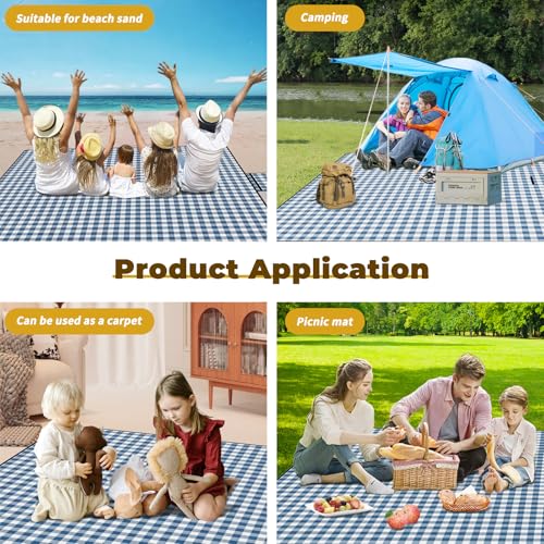 WIN&YING Waterproof Picnic Blanket, 3-Layer 80'' x 80'' Extra Large Picnic Blankets, Outdoor Blanket Foldable and Washable...