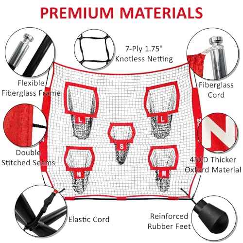 ZELUS Football Throwing Net, Quarterback Training Equipment with 5 Target Pockets, Football Practice Throwing Passing Accuracy Trainer with Carry Bag Ground Stakes for Kids Adults