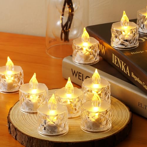 AYMXZT 12PCS Flameless Candles, Battery Operated LED Tea Lights for Valentine‘s Day, Christmas, Wedding, Anniversary, Tabl...