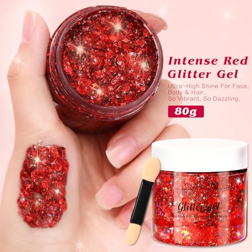 Hair Accessories Kit with Hair Glitter for Women Girls, Body Face Glitter Silver Red Glitter Gel for Makeup, Hair Wax Stic...