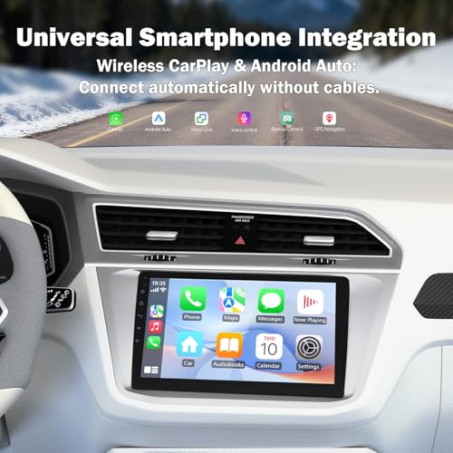 Haudio 9 Inch Double Din Android Car Stereo with Wireless Apple CarPlay & Android Auto - 2GB RAM 64GB ROM, IPS Touchscree...