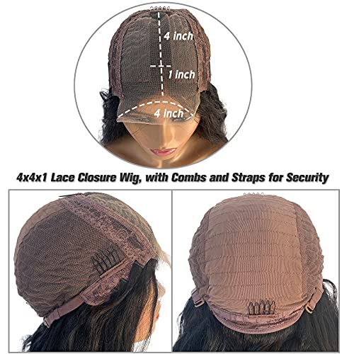 Licoville 24 Inch Body Wave Lace Front Wigs Human Hair 4x1 Lace Closure Human Hair Wigs for Black Women Pre Plucked Glueless Body Wave Lace Front Wig Natural Black 150% Density