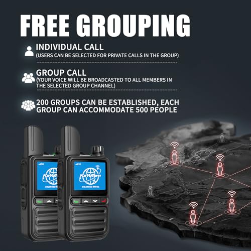 KAYOTOM Lifetime Free Unlimited Range Rapid Global Walkie Talkies PTT Push-to-Talk Over Cellular Nationwide 5000+ Miles PO...