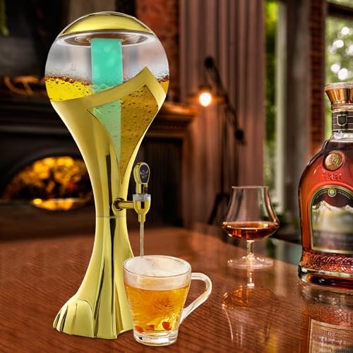 3L/101.5Oz Drink Dispensers Tower with Ice Tube Portable Sphere Wine Dispenser w/Faucet Tall Beer Dispenser for Drinks Ice...