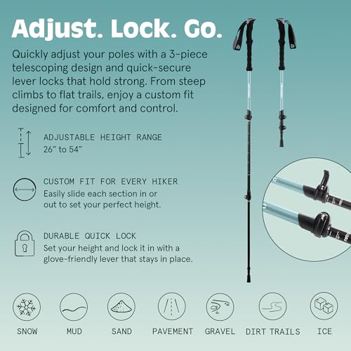 Retrospec Solstice Hiking Poles for Men & Women - Adjustable and Collapsible Lightweight Walking & Trekking Sticks - Alumi...