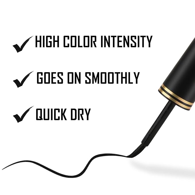 Boobeen 2pcs Black Ink Liner, Liquid Eyeliner Makeup Waterproof Eyeliner Pen Long Lasting, Precision Brush Tip, Goes on Smoothly