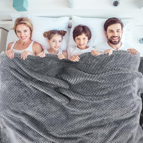 Newwiee 4 Pcs Flanne Fleece Throw Blanket for Bed Couch Large 3D Waffle Textured Soft Blanket Winter Warm Lightweight No S...