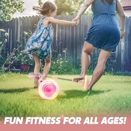 JOYIN Pink Ankle Skip Ball with Flashing Lights, Toy for Kids Indoor & Outdoor, Flashing Swing Ball Foldable Sports Toy, B...