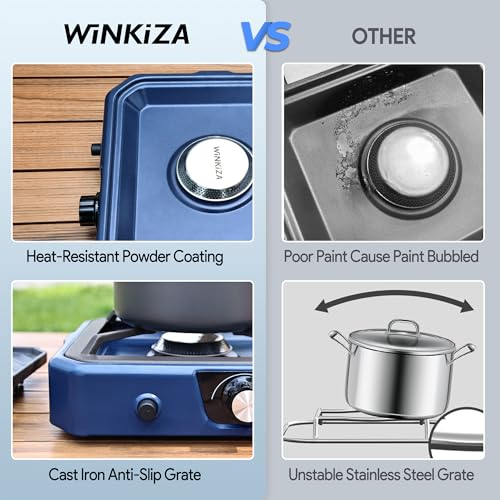 Upgraded Separate Ignition Needle WINKIZA Camping Stove with Cutting Board, Portable Propane Camp Stove with 8,000 BTU, Ad...