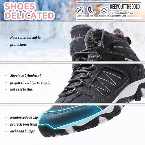Littleplum Snow Boots for Women-Warm Fur Line Anti Slip Womens Winter Boots-Fashion Ankle Booties Sneakers for Outdoor Hiking