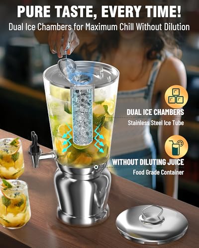 WantJoin Beverage Dispenser With Stand -2 Gallon Beverage Dispenser Drink Dispenser w/Upgraded Dual Cores & Base, Leakproo...
