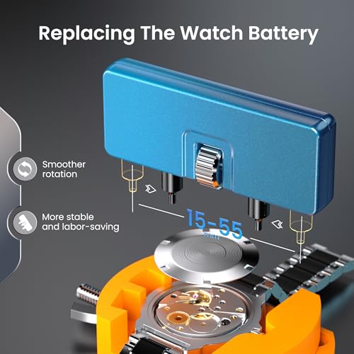 JOREST Watch Repair Kit for Battery Replacement & Link Removal, Resizing &Opener, Watch Repair and Cleaning Screwdriver Se...