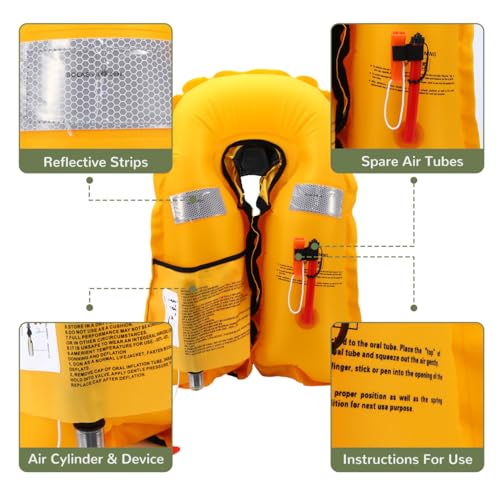 Manual Inflatable Life Jackets for Adults Life Vests PFD Low Profile Load Capacity Up to 330lbs