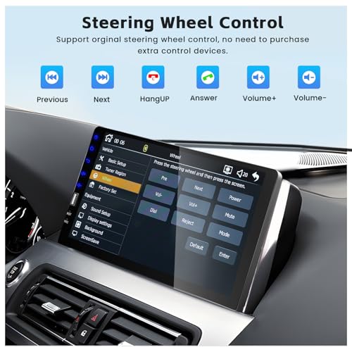 Hikity 9 Inch Single Din Car Stereo Support Carplay Android Auto Radio, Touch Screen with Bluetooth/GPS Navigation/Mirror ...