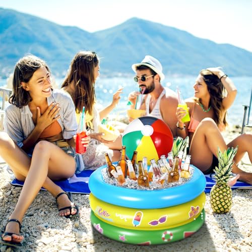 Bencailor Inflatable Cooler Inflatable Drink Cooler Beach Animal Theme Party Decorations Blow up Drink Holder Ice Tray Foo...