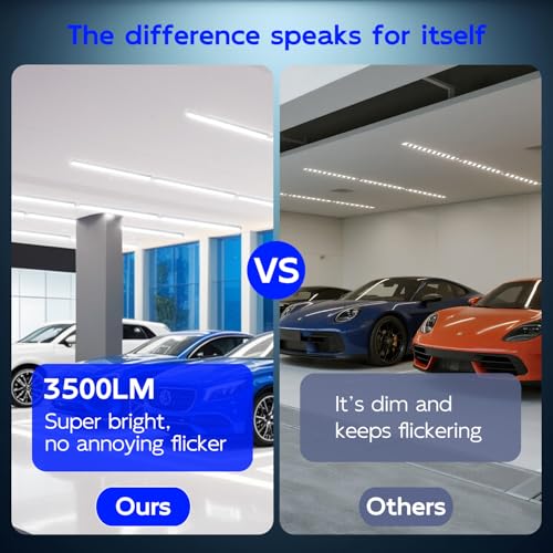hykolity 30W 2FT LED Shop Light, 3500lm 6500K Super Bright White, Linkable Ceiling Light Fixture, V Shape Integrated T8 LE...