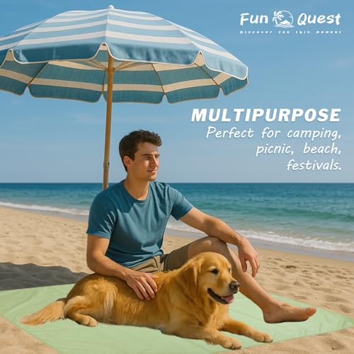 Fun Quest Picnic Blanket Waterproof – Packable Sand Proof Beach Blanket (0.42lb/0.66lb), Compact & Foldable, Fits in Pocke...