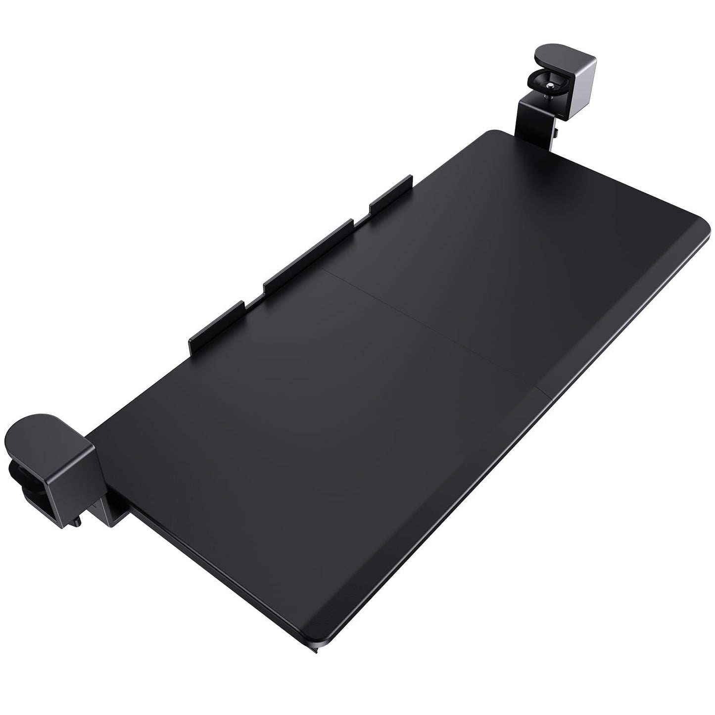 HUANUO Keyboard Tray Under Desk, Pull Out Keyboard Tray with C Clamp Mount, 26.5″ W x 11.8″ D Slide Out Computer Keyboard Drawer Mouse Tray for Typing, Black, HNKB12B