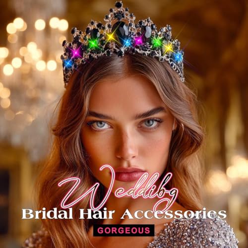 JEAIRTS Light Up Gothic Rhinestone Headband Sparkly Crystal Headpiece Led Halloween Costume Hair Accessories for Women