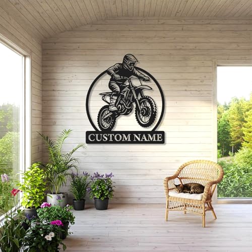 Personalized Dirt Bike Metal Sign – Custom Name Motocross Wall Art – Iron Decoration for Garage, Man Cave, or Outdoor Extr...