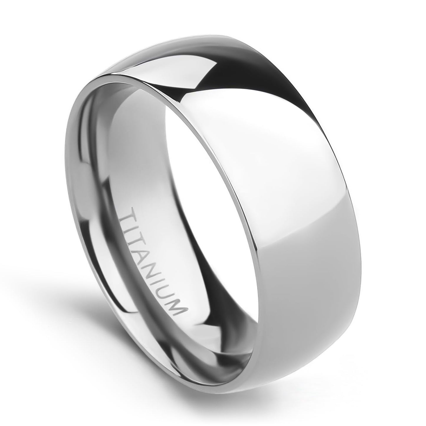 TIGRADE 2mm 4mm 6mm 8mm 10mm Titanium Ring Plain Dome High Polished Wedding Band Comfort Fit Size 3-15,8mm,Size 6
